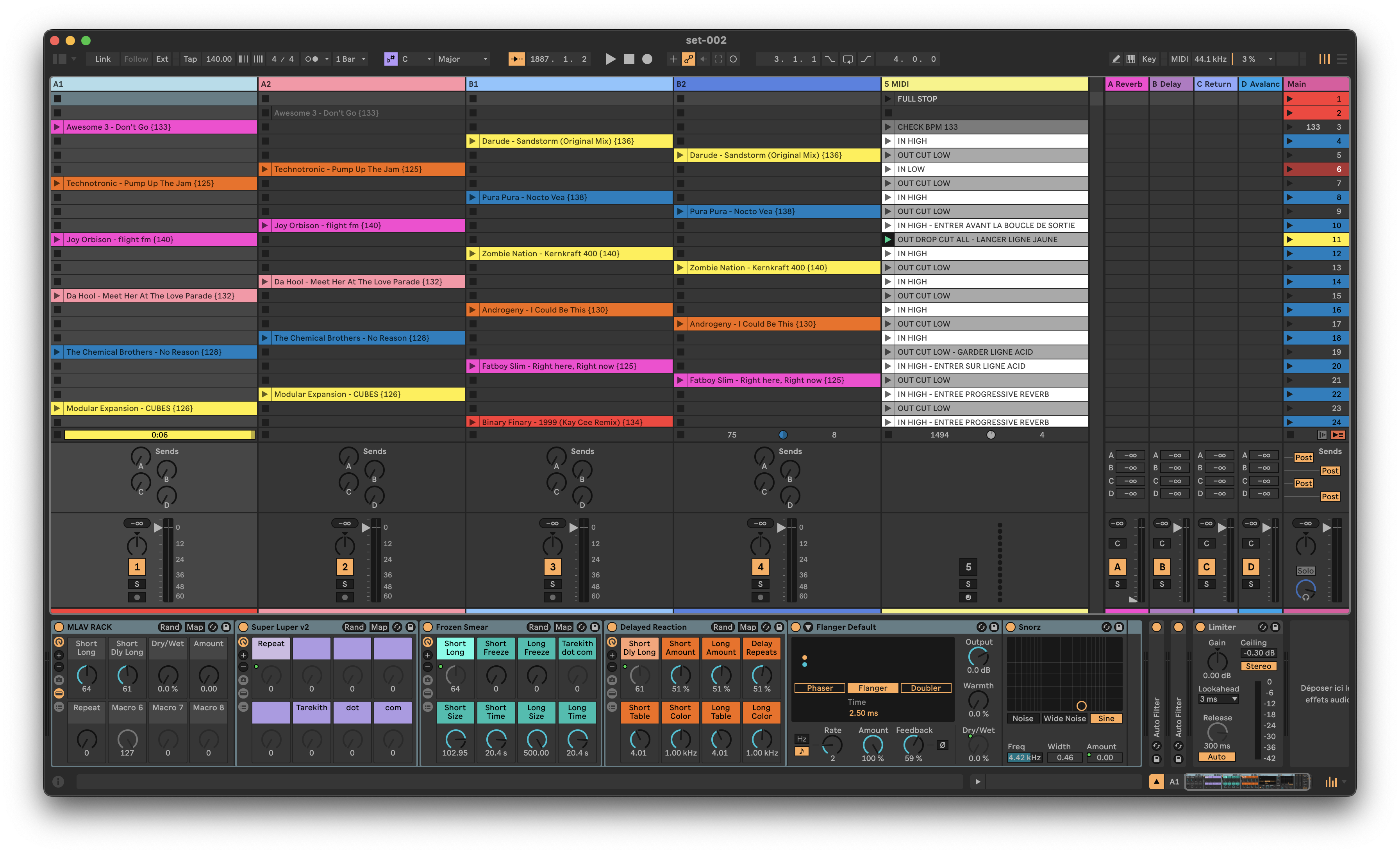 Screenshot of the Ableton session for DJ Setup